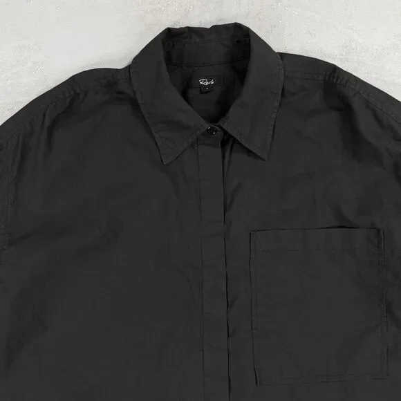 Rails Joey Black Cotton Blend Poplin Oversized Button Up Shirt Women's Small - Picture 2 of 4